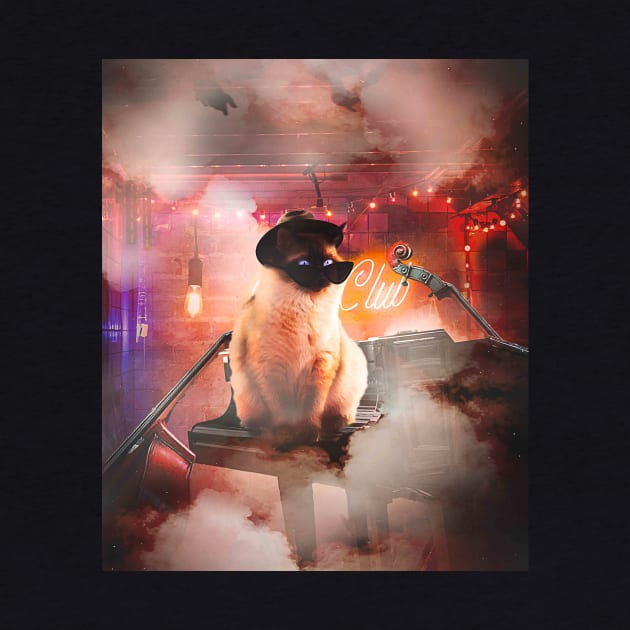 Siamese Cat Playing Piano by Random Galaxy